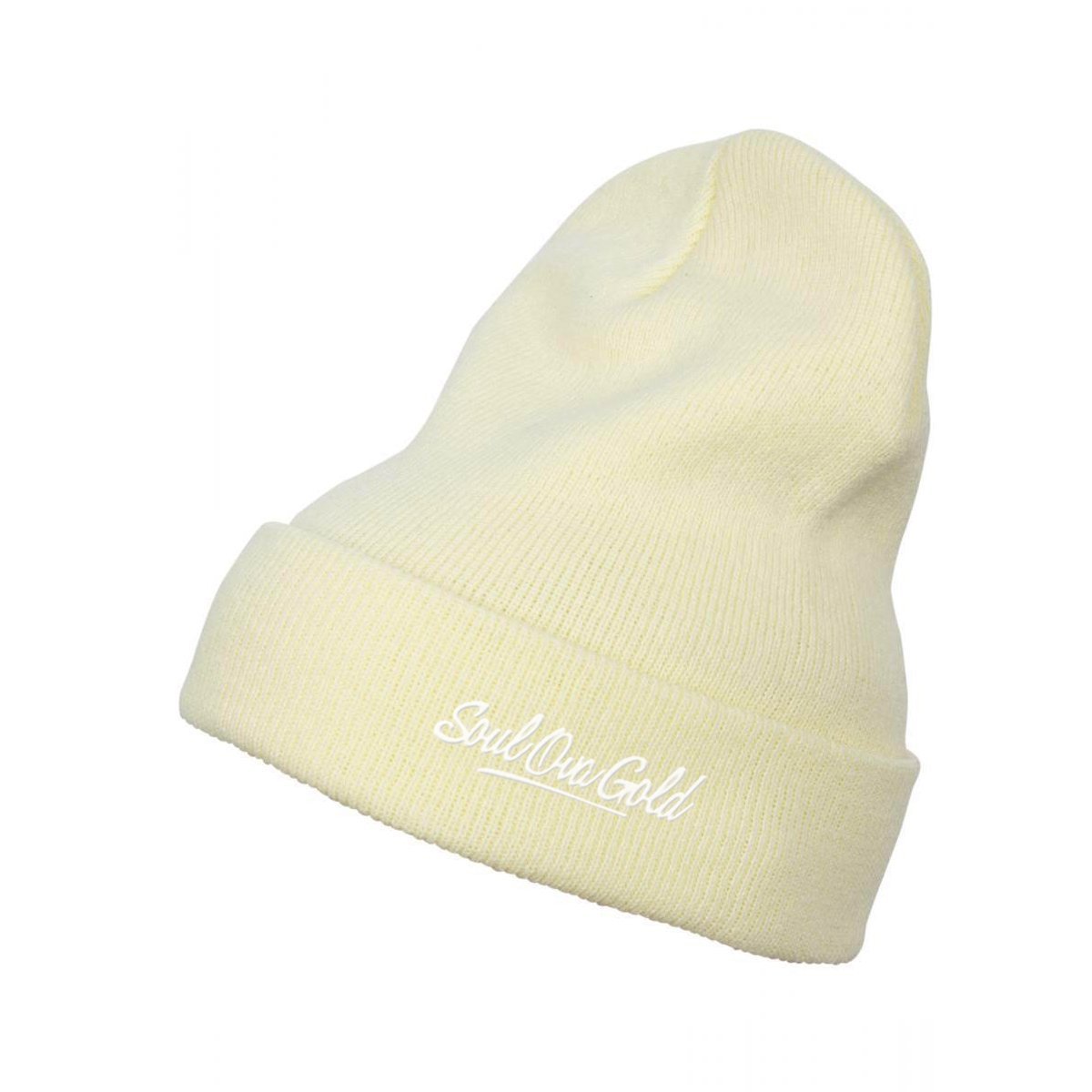 Soul Ova Gold Beanies Stick To The Script Embroidered Beanie (Powder Yellow)