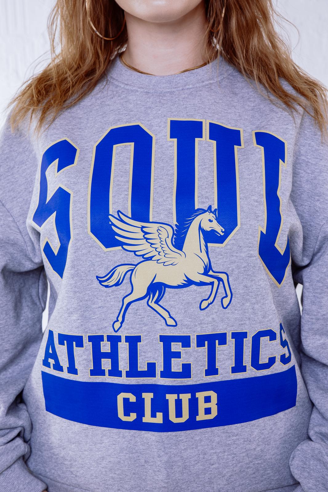 Soul Ova Gold Clothing Big Flight Heavyweight Sweatshirt – Heather Grey w/ Blue Print Big Flight Heavyweight Sweatshirt – Heather Grey w/ Blue Print