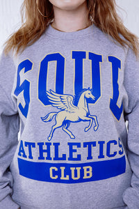 Soul Ova Gold Clothing Big Flight Heavyweight Sweatshirt – Heather Grey w/ Blue Print Big Flight Heavyweight Sweatshirt – Heather Grey w/ Blue Print