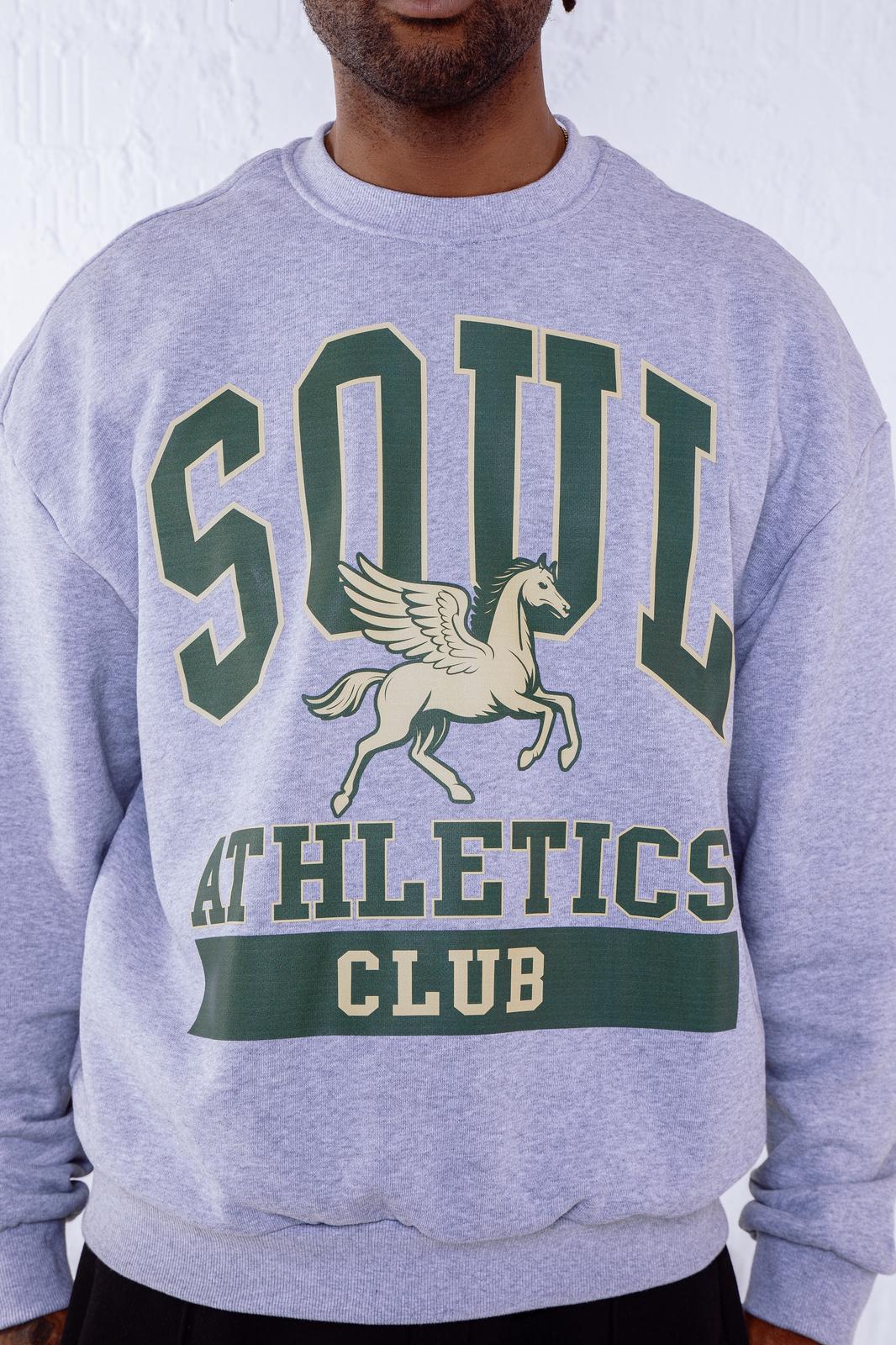 Soul Ova Gold Clothing Big Flight Heavyweight Sweatshirt – Heather Grey w/ Green Print Big Flight Heavyweight Sweatshirt – Heather Grey w/ Green Print
