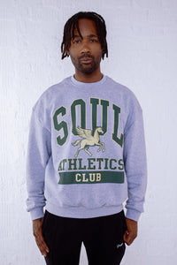 Soul Ova Gold Clothing Big Flight Heavyweight Sweatshirt – Heather Grey w/ Green Print Big Flight Heavyweight Sweatshirt – Heather Grey w/ Green Print