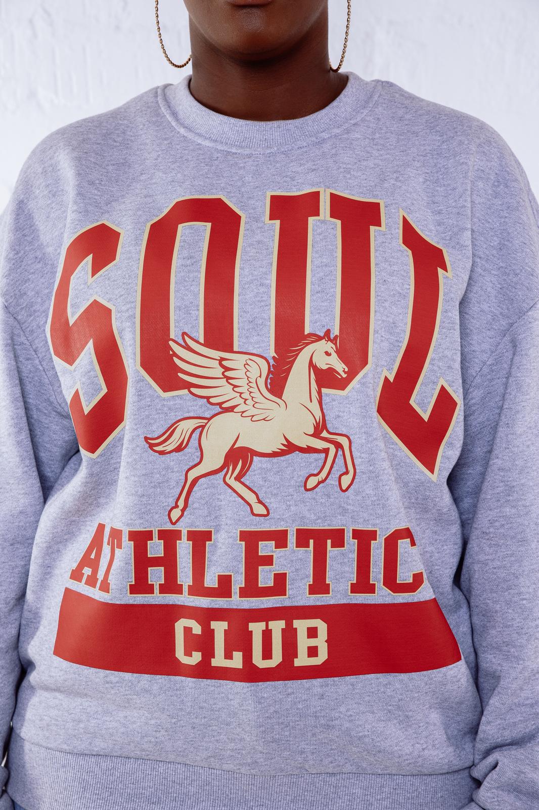 Soul Ova Gold Clothing Big Flight Heavyweight Sweatshirt – Heather Grey w/ Red Print Big Flight Heavyweight Sweatshirt – Heather Grey w/ Red Print