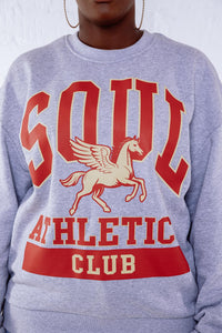Soul Ova Gold Clothing Big Flight Heavyweight Sweatshirt – Heather Grey w/ Red Print Big Flight Heavyweight Sweatshirt – Heather Grey w/ Red Print