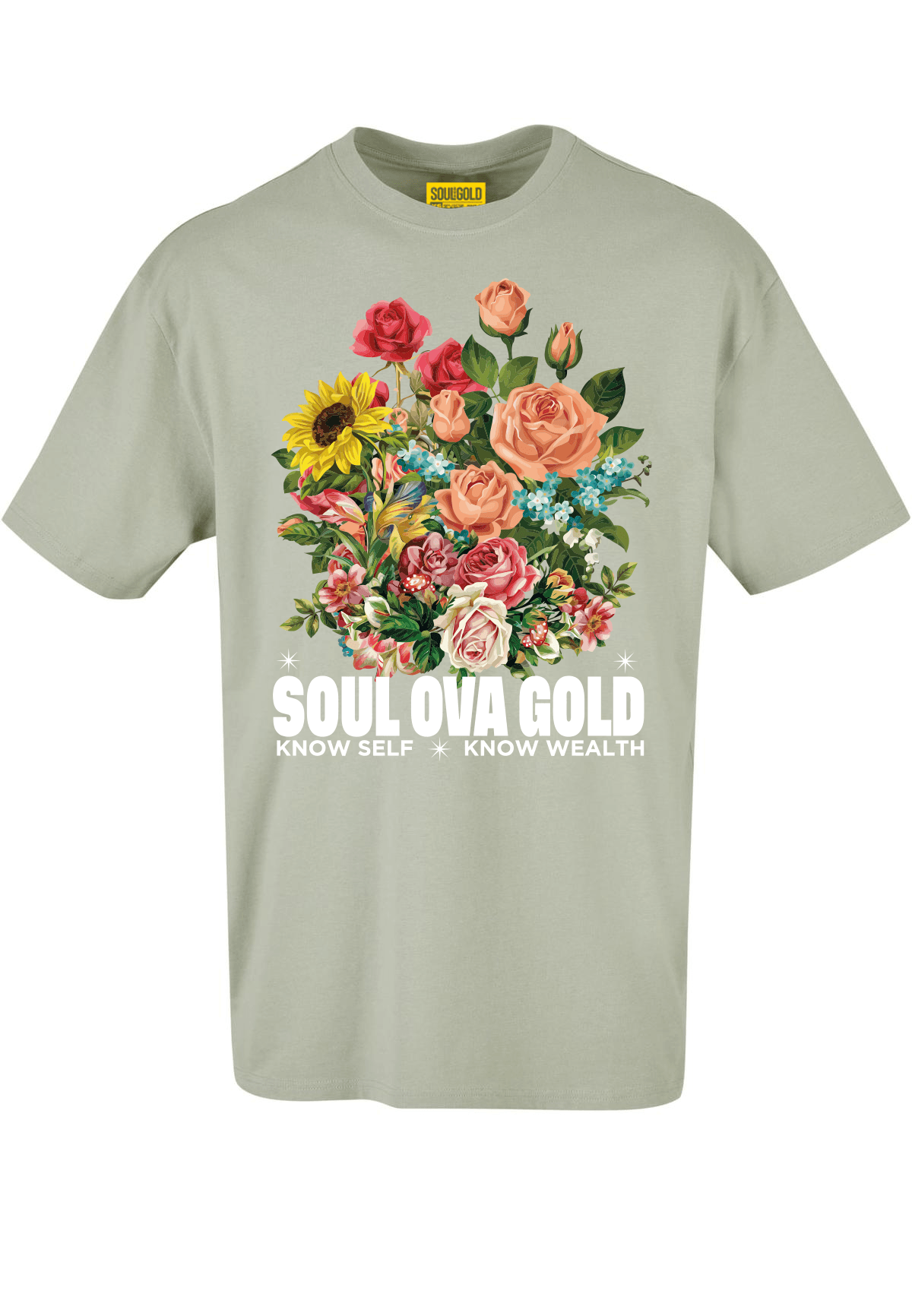 Soul Ova Gold Men's Tees Bouquet Heavyweight T-Shirt (Soft Salvia) Bouquet Heavyweight T-Shirt (Soft Salvia)  | Soul Ova Gold