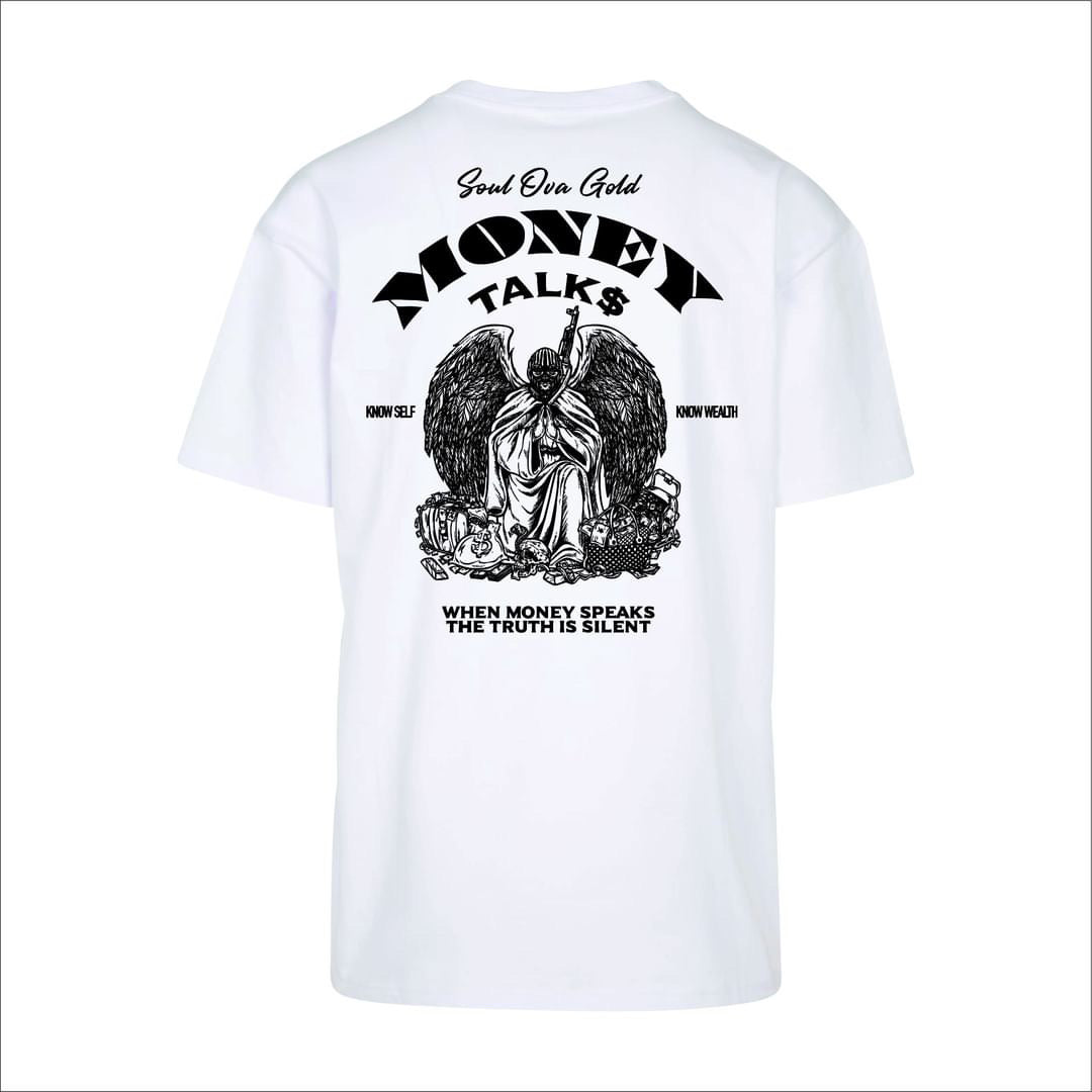 Soul Ova Gold Men's Tees Money Talks Men’s Oversized Heavyweight Tee (White) Money Talks Men’s Oversized Heavyweight Tee (White)