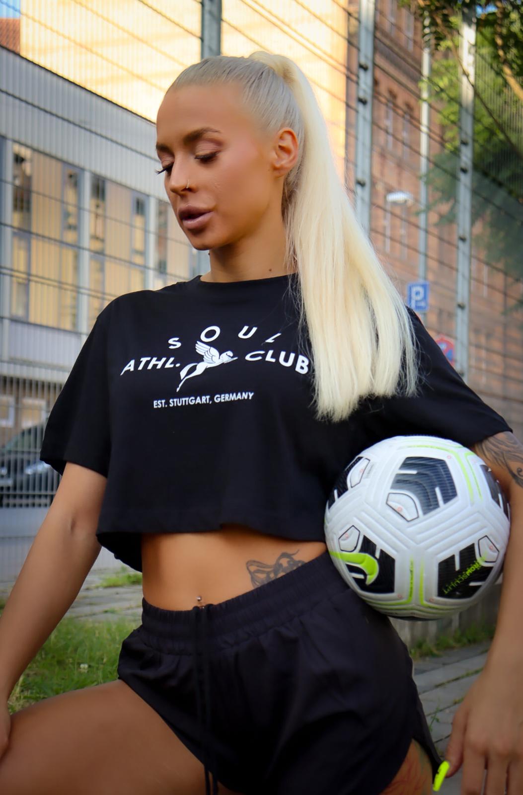 Soul Ova Gold Women's Crops Victory Flight Oversized Crop Top (Black) Victory Flight Oversized Crop Top (Black)