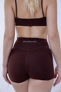 Soul Ova Gold Women's Shorts Soul Flow Shorts – Chocolate – High-Waisted Athletic Shorts with Pockets Soul Flow Shorts – Chocolate – High-Waisted Athletic Shorts with Pockets