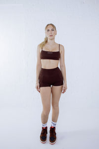 Soul Ova Gold Women's Shorts Soul Flow Shorts – Chocolate – High-Waisted Athletic Shorts with Pockets Soul Flow Shorts – Chocolate – High-Waisted Athletic Shorts with Pockets