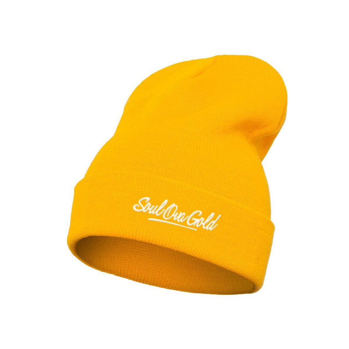 Soul Ova Gold Beanies Stick To The Script Embroidered Beanie (Gold)