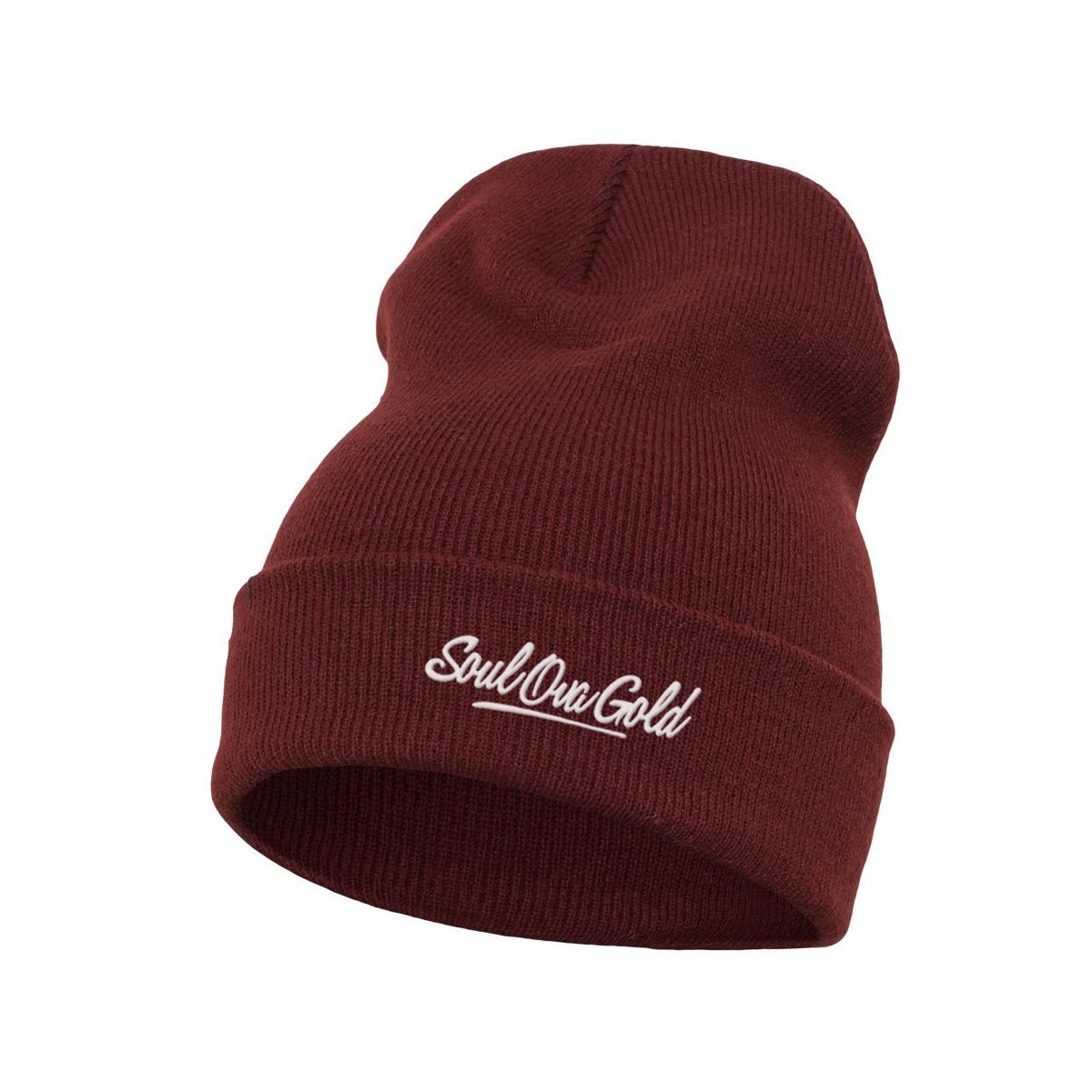 Soul Ova Gold Beanies Stick To The Script Embroidered Beanie (Maroon)