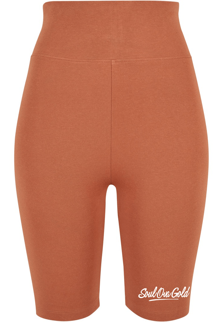 Soul Ova Gold Biker Shorts Stick 2 the Script High Waist Cycle Shorts (Terracotta)