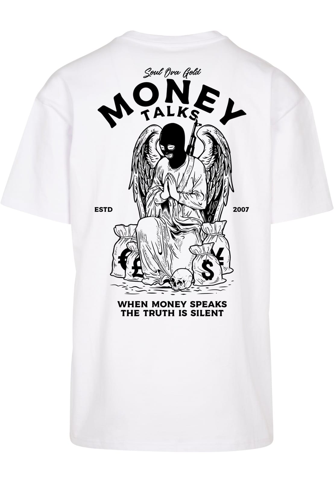 Money Talks Men's Oversized Heavyweight Tee (White) - Soul Ova Gold