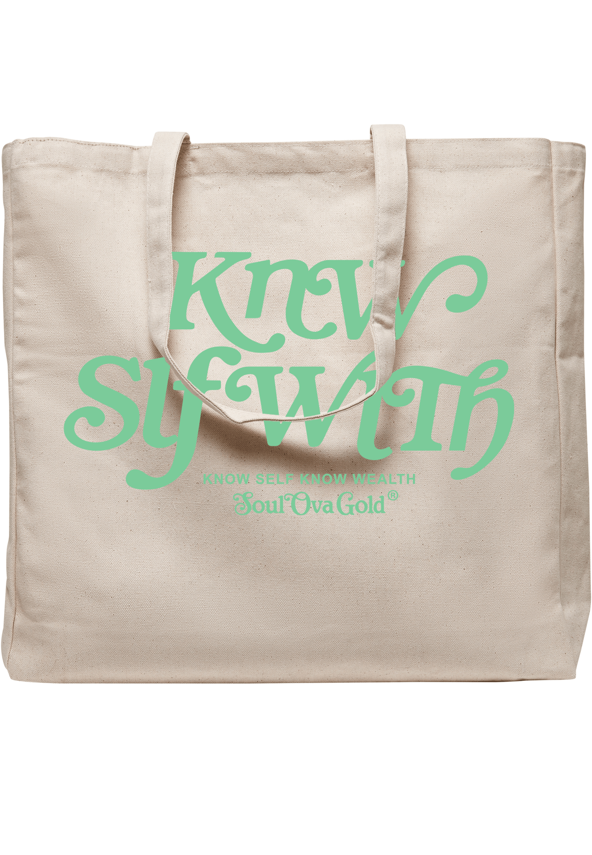 Soul Ova Gold Tote Bags S & S Off White Tote Bag (Mint Green)