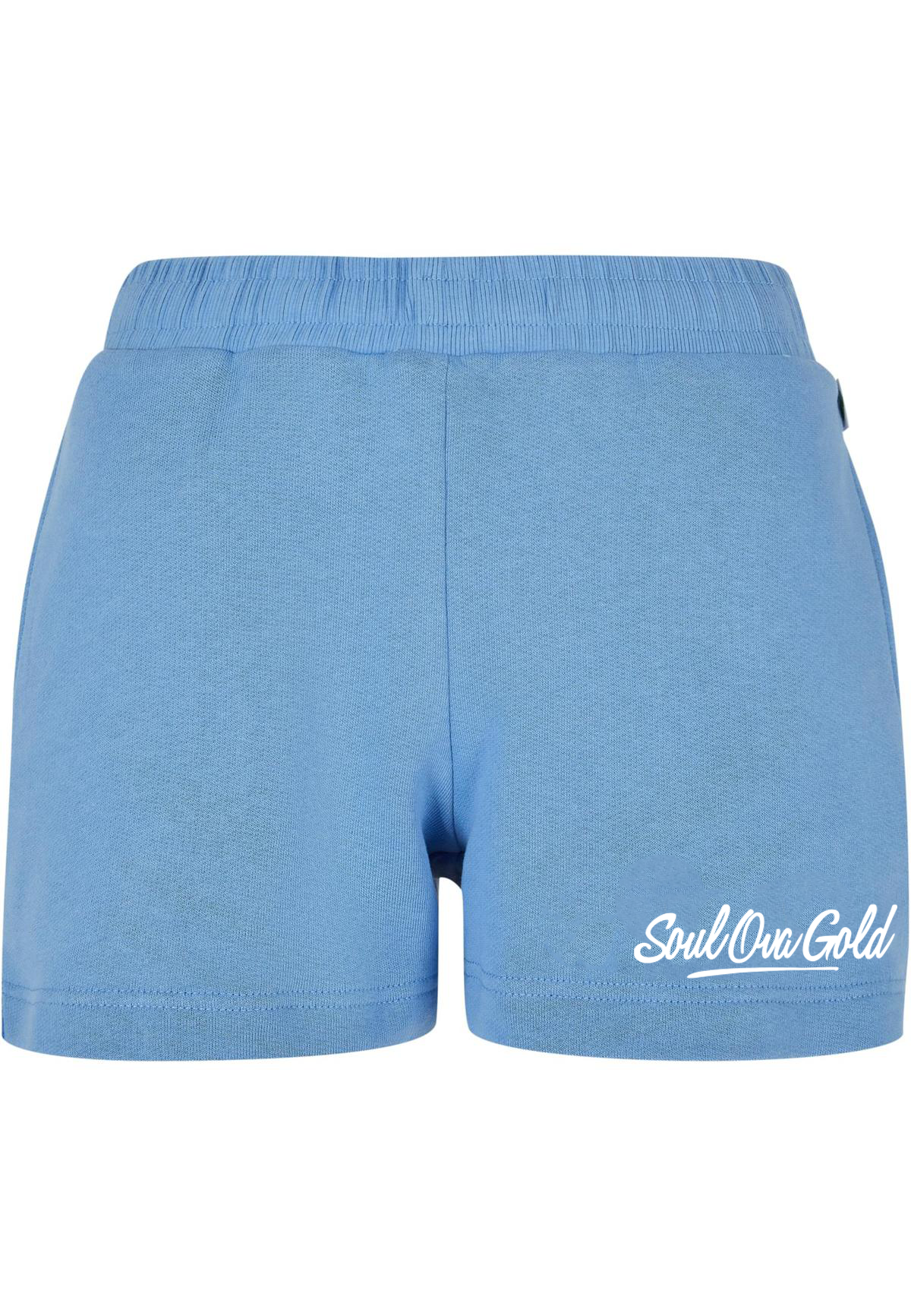 Soul Ova Gold Women's Shorts Stick 2 the Script Organic Terry Shorts (Horizon Blue)
