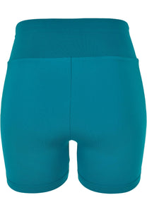 Soul Ova Gold Women's Shorts Stick 2 the Script Recycled High Waist Cycle Hot Pants (Water Green)